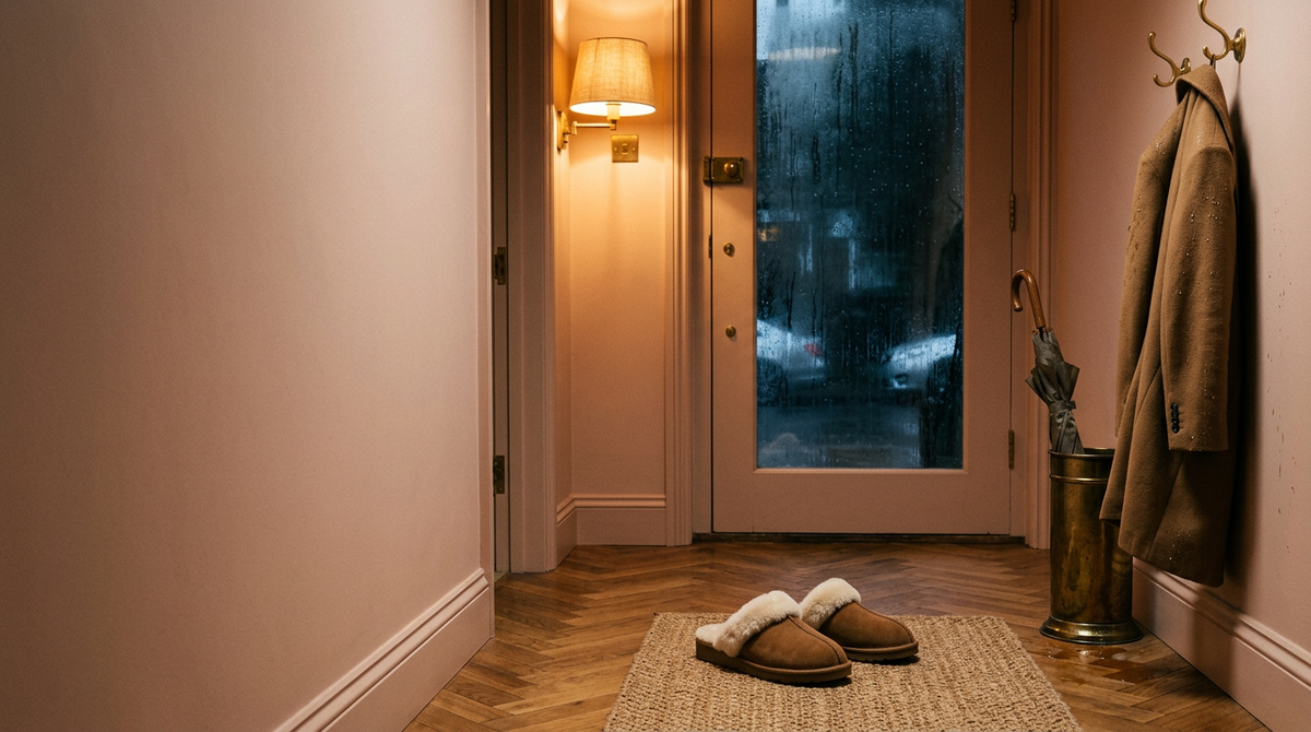 The Chelsea Slipper in Chestnut in the hallway