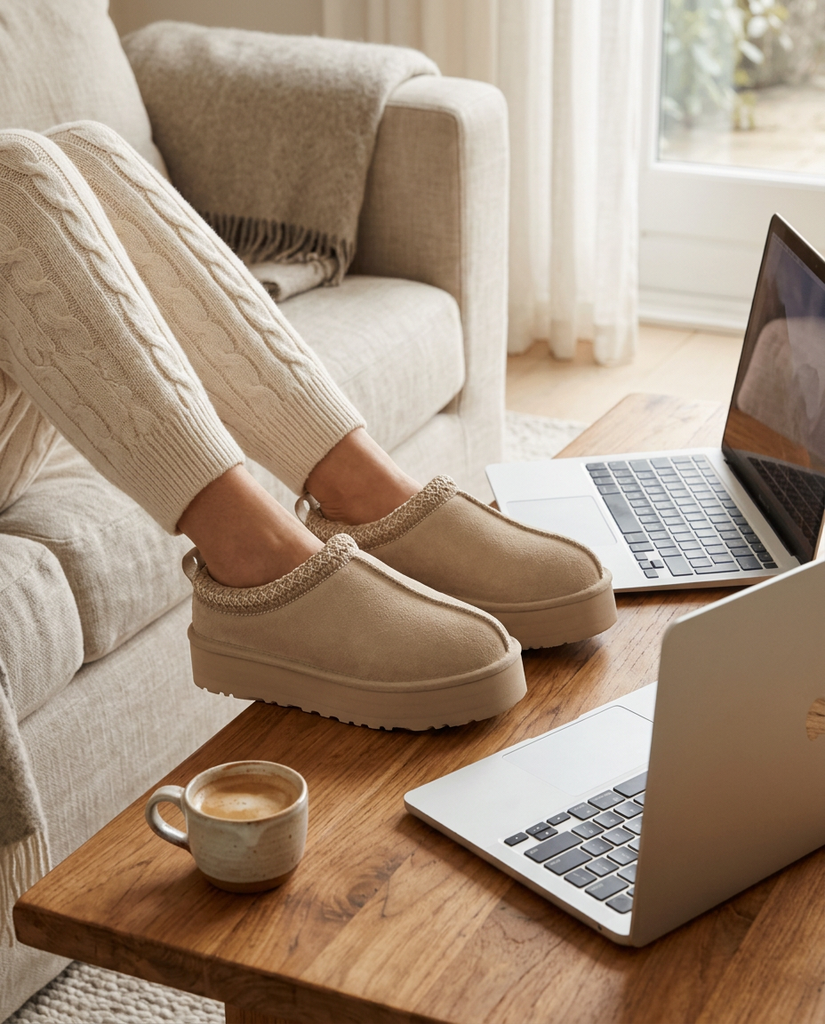 The Belgravia Slip-on in Oat, working from home